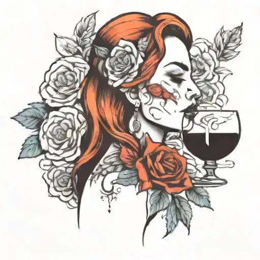 mother with alcool problems tattoo design idea