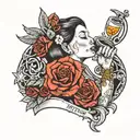 mother with alcool problems tattoo design idea