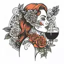 mother with alcool problems tattoo design idea
