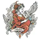 mother with alcool problems tattoo design idea
