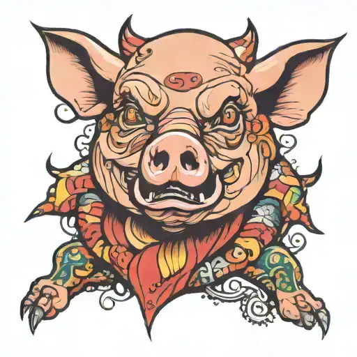 Inferior male shit pig tattoo design idea