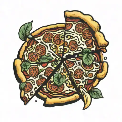 whole pizza slices integrated tattoo design idea