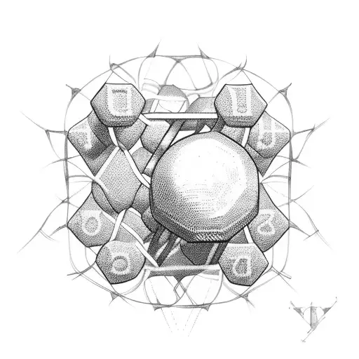 Dumbbell and volleyball intertwined with a DNA strand tattoo design idea