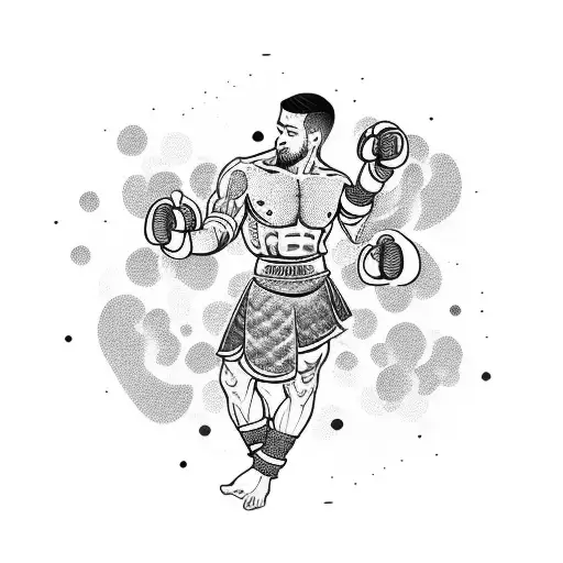 Muay thai fighter surrounded by vibrant fruits and vegetables tattoo design idea