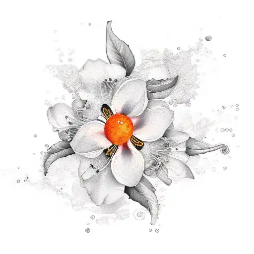 orange blossom like watercolor tattoo design idea