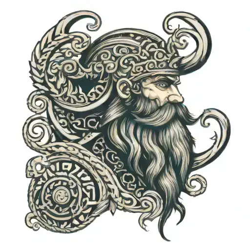 wiking war old gods beard tattoo design idea