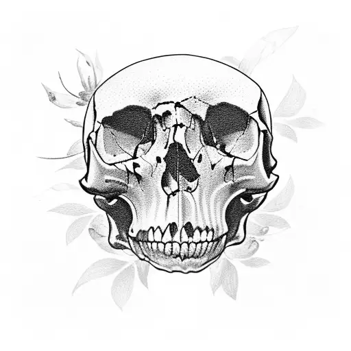 birds skulls, surrounded by flowers tattoo design idea