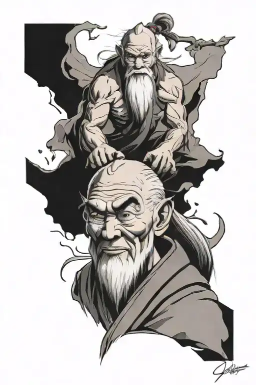 uncle iroh from Avatar Aang tattoo design idea