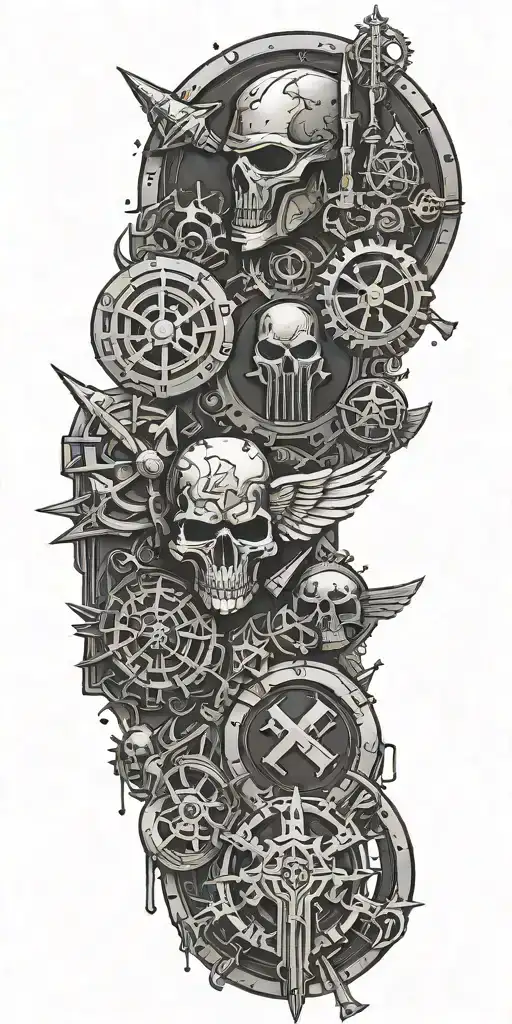 warhammer 40000 symbols minimalism tattoo design idea