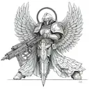 warhammer 40k angel with bolter tattoo design idea