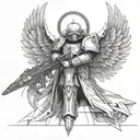 warhammer 40k angel with bolter tattoo design idea