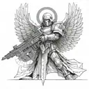 warhammer 40k angel with bolter tattoo design idea