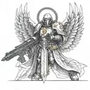 warhammer 40k angel with bolter tattoo design idea