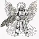 warhammer 40k angel with bolter tattoo design idea