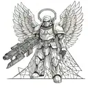 warhammer 40k angel with bolter tattoo design idea