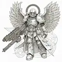 warhammer 40k angel with bolter tattoo design idea