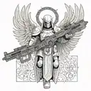 warhammer 40k angel with bolter tattoo design idea
