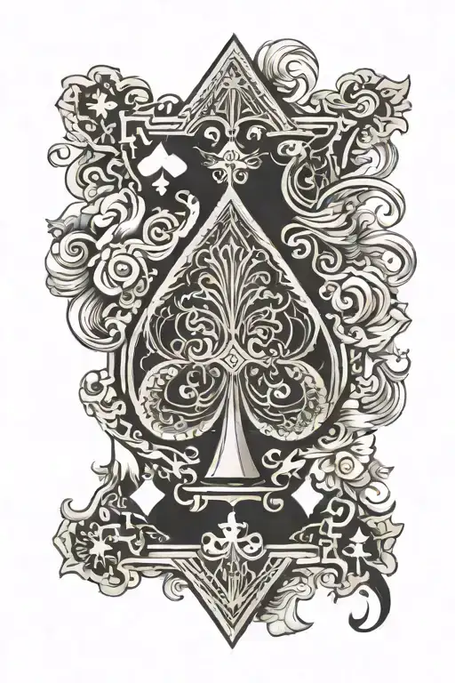 text: Blacks Only, ace of spades cards forming the shape tattoo design idea