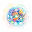 Create a calf sized tatto with realistic looking outer space with multple planets, comets and a galaxy. Lots of color.   tattoo design idea