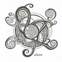 Bohr’s Atom and Single Twist (Pikorua) tattoo design black and white with maori art tribal simple tattoo design idea