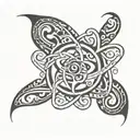 Bohr’s Atom and Single Twist (Pikorua) tattoo design black and white with maori art tribal simple tattoo design idea