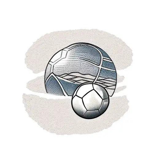 A traditional-style tattoo of a Moroccan landscape with a soccer ball in the foreground tattoo design idea