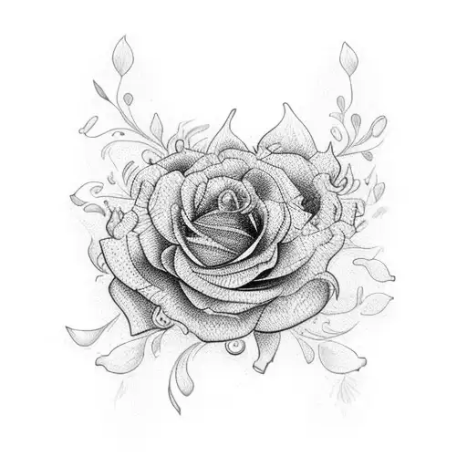 A vibrant Rihan flower blooming in the Mediterranean sea tattoo design idea