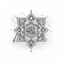 A computer engineer's tools intertwined with Ramadan symbols in a black-grey style tattoo design idea
