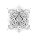 A computer engineer's tools intertwined with Ramadan symbols in a black-grey style tattoo design idea