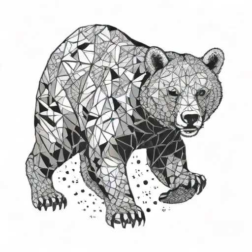 geometric californian golden bear in diamond outline tattoo design idea