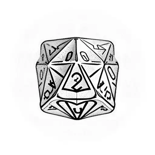 d20 dice with magical items tattoo design idea