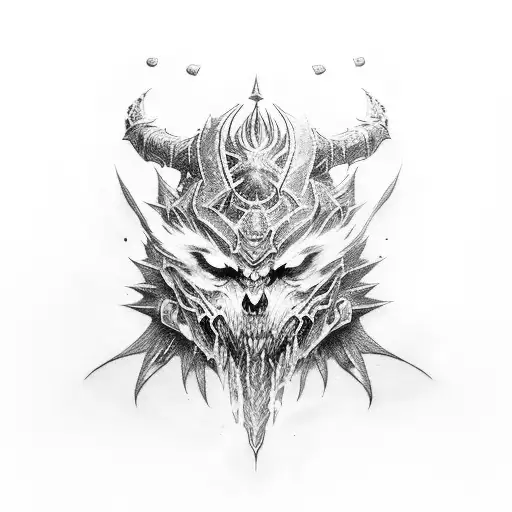 A dotwork tattoo of the client's favorite World of Warcraft mount tattoo design idea