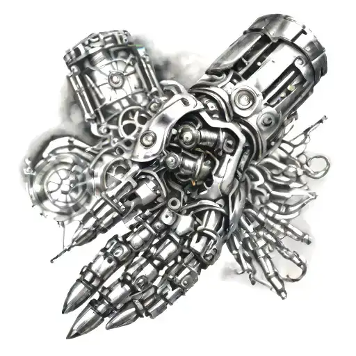 bionic cyborg arm tattoo design idea
