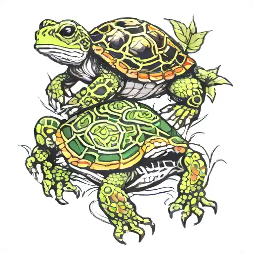 frog turtle scorpion intertwined tattoo design idea