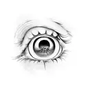 eye with someone trapped inside tattoo design idea