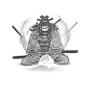 Samurai sword through arm on elbow tattoo design idea