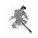 Samurai sword through arm on elbow tattoo design idea