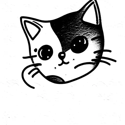 cute cat laying on back tattoo design idea