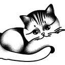 cute cat laying on back tattoo design idea
