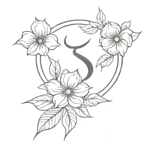 flowers sigma male symbol tattoo design idea