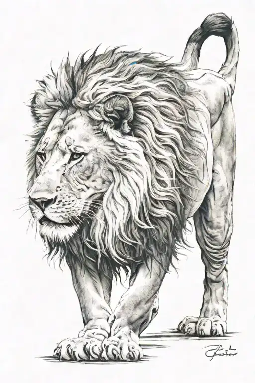 lion standing tattoo design idea
