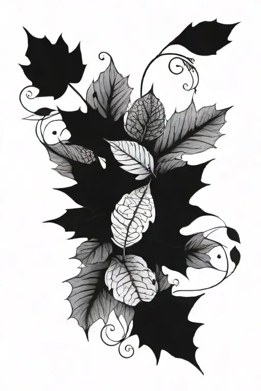 leaves falling tattoo design idea