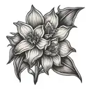 daffodil with aiden in cursive tattoo design idea