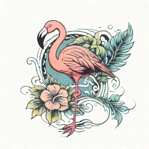flamingo standing tattoo design idea