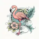 flamingo standing tattoo design idea