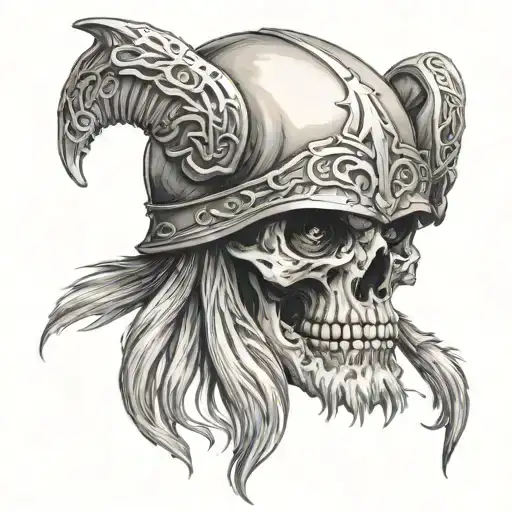 odin half skull face inside tattoo design idea