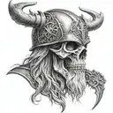 odin half skull face inside tattoo design idea