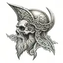 odin half skull face inside tattoo design idea