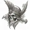 odin half skull face inside tattoo design idea