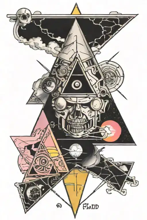 Pink Floyd albums cover "The Wall" and "The Dark Side of the Moon" and "Division Bell" tattoo design idea